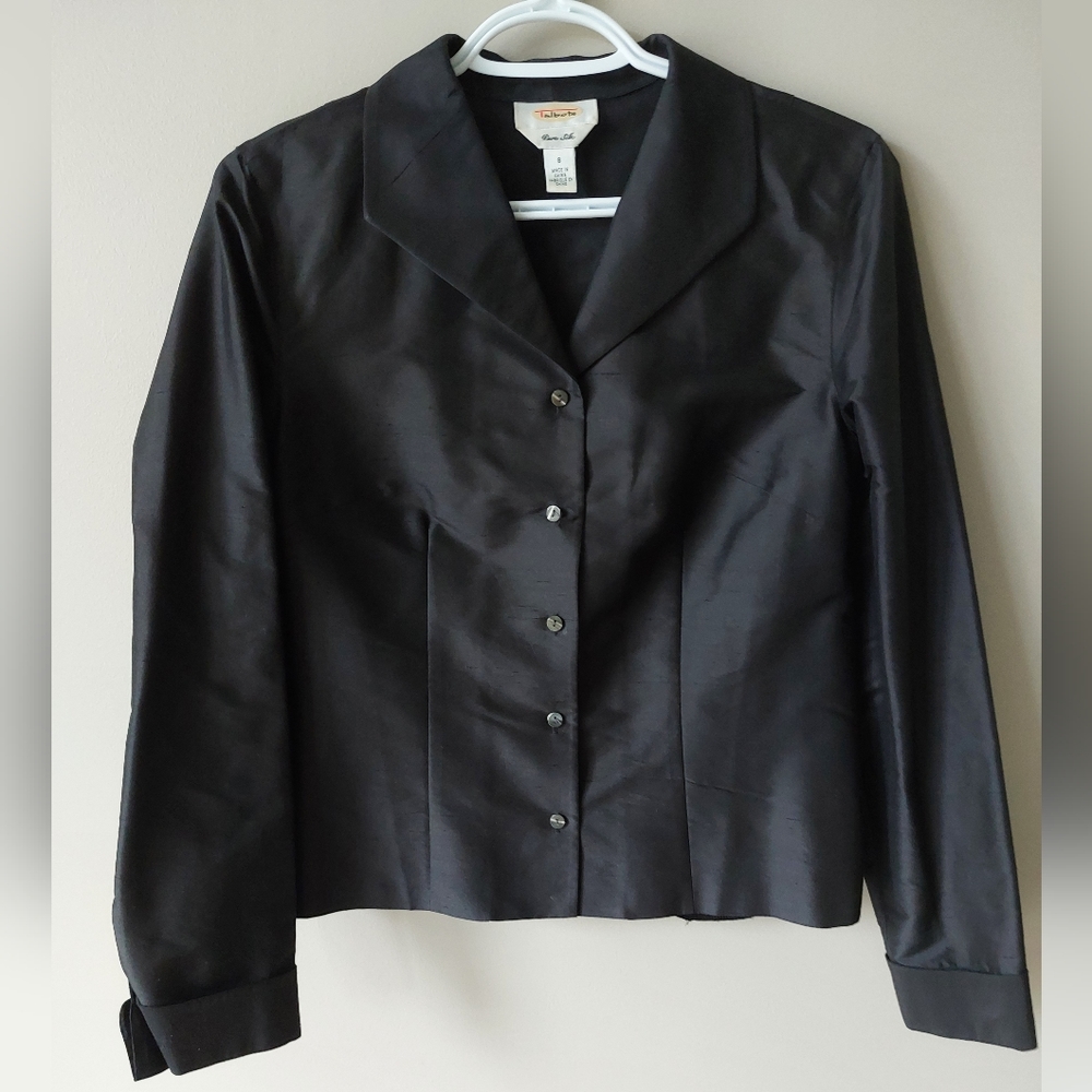 Talbots black silk button down top. Size 8